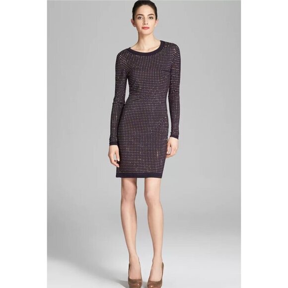 MICHAEL Michael Kors Dresses & Skirts - MICHAEL Michael Kors Studded Long Sleeve Dress Dark Navy Stretch Women's Size Me